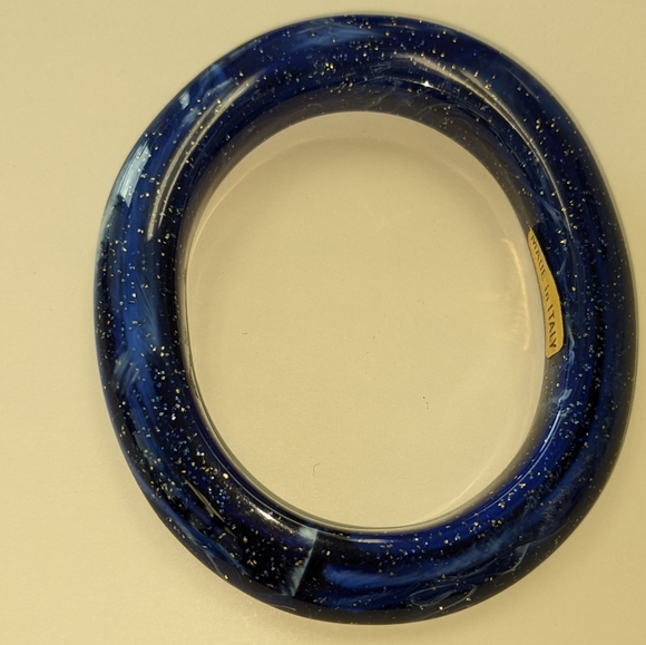 VTG NOS OVAL ITALIAN MARBLED GLITTER LUCITE BANGLE - Picture 5 of 11